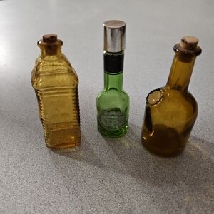 Set Of 3 Mini Bottles 2 Vintage And 1 Cologne Bottle (A-37)